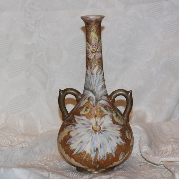 Vintage Royal Rudolstadt Double Handle Gilded Tapestry Vase Floral Beautiful
